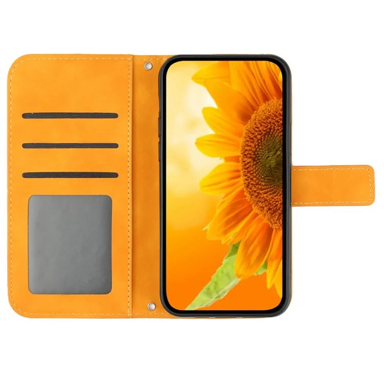 HT04 For Samsung Galaxy Xcover 7 Leather Case with Shoulder Strap Wallet Phone Cover