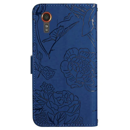 HT03 For Samsung Galaxy Xcover 7 Leather Case with Hand Strap Butterfly Flower Pattern