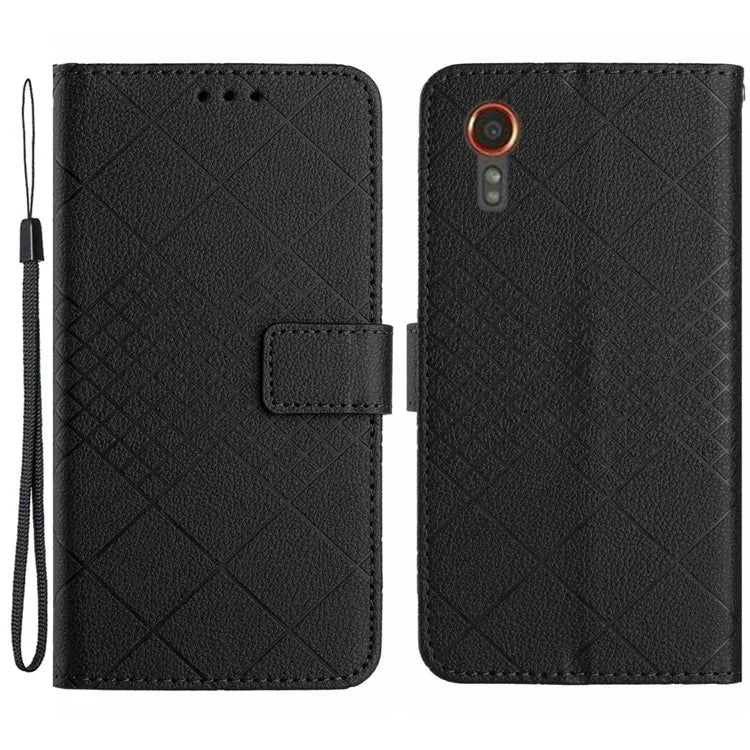 HT06 For Samsung Galaxy Xcover 7 Litchi Texture Leather Case Wallet Card Slots Cover