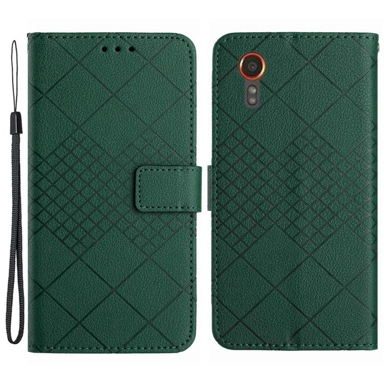 HT06 For Samsung Galaxy Xcover 7 Litchi Texture Leather Case Wallet Card Slots Cover