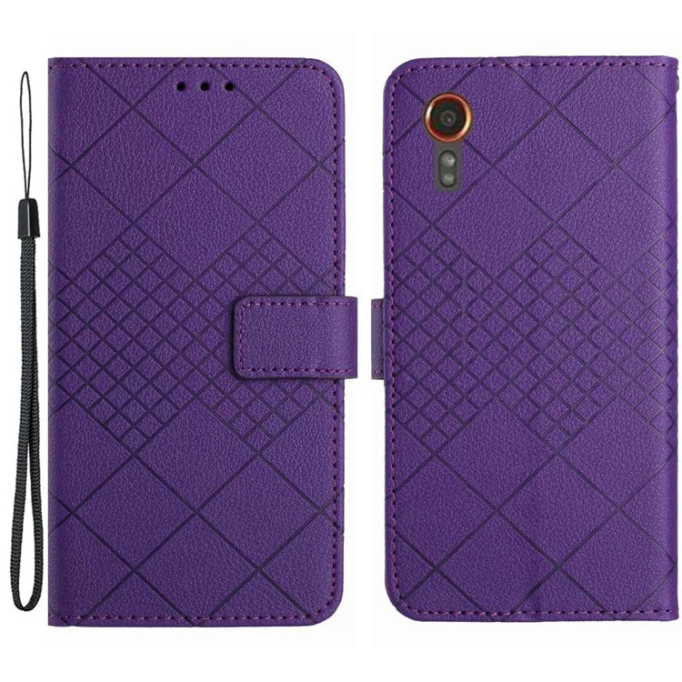 HT06 For Samsung Galaxy Xcover 7 Litchi Texture Leather Case Wallet Card Slots Cover