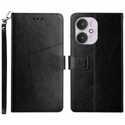 HT01 For Xiaomi Redmi 13C 4G / 5G / Poco C65 4G Leather Case Y-shaped Line Imprinted