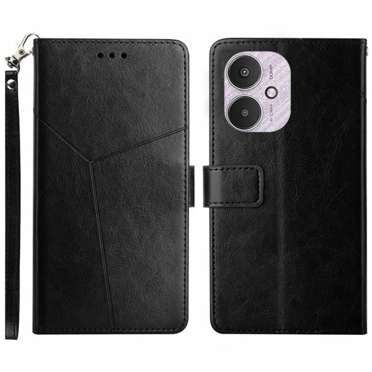 HT01 For Xiaomi Redmi 13C 4G / 5G / Poco C65 4G Leather Case Y-shaped Line Imprinted