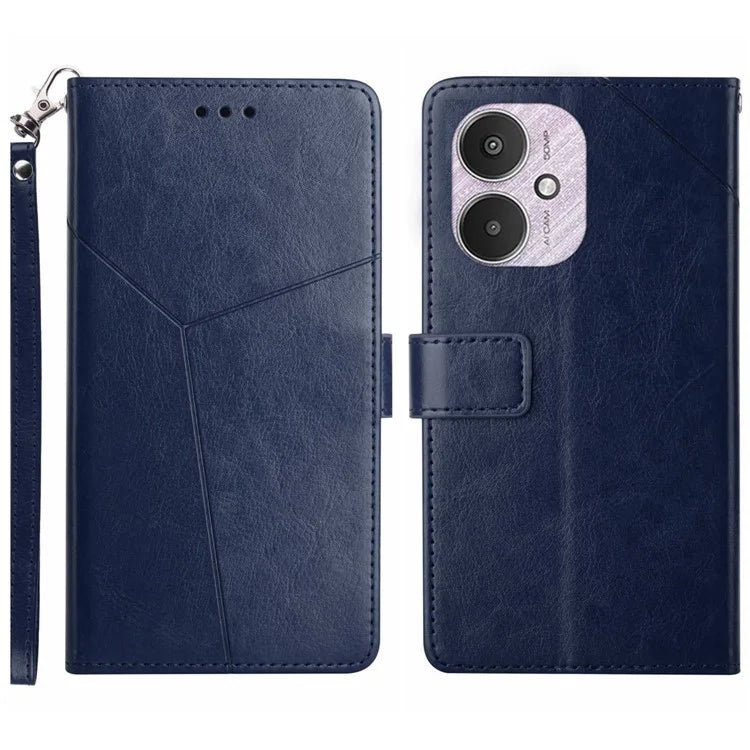 HT01 For Xiaomi Redmi 13C 4G / 5G / Poco C65 4G Leather Case Y-shaped Line Imprinted