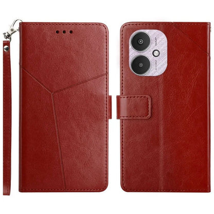 HT01 For Xiaomi Redmi 13C 4G / 5G / Poco C65 4G Leather Case Y-shaped Line Imprinted