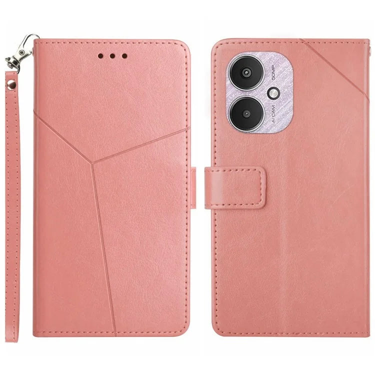 HT01 For Xiaomi Redmi 13C 4G / 5G / Poco C65 4G Leather Case Y-shaped Line Imprinted