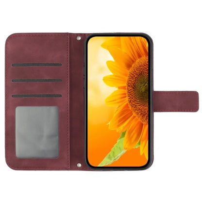 HT04 For Xiaomi Redmi 13C 4G / 5G / Poco C65 4G Case with Wrist Strap Sunflower Phone Wallet Cover