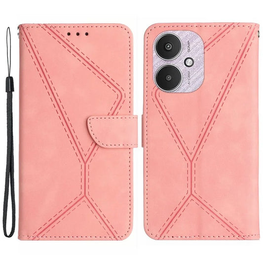 HT05 For Xiaomi Redmi 13C 4G / 5G / Poco C65 4G Leather Case Wallet Cover Imprinted Line