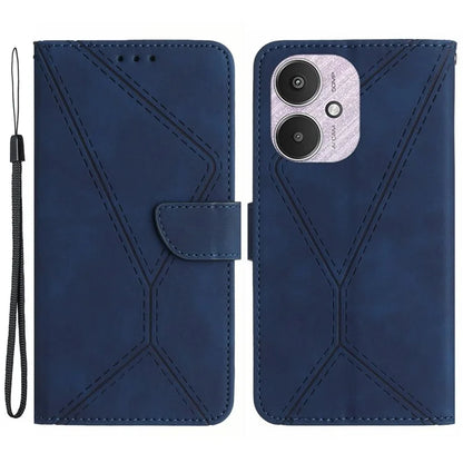 HT05 For Xiaomi Redmi 13C 4G / 5G / Poco C65 4G Leather Case Wallet Cover Imprinted Line