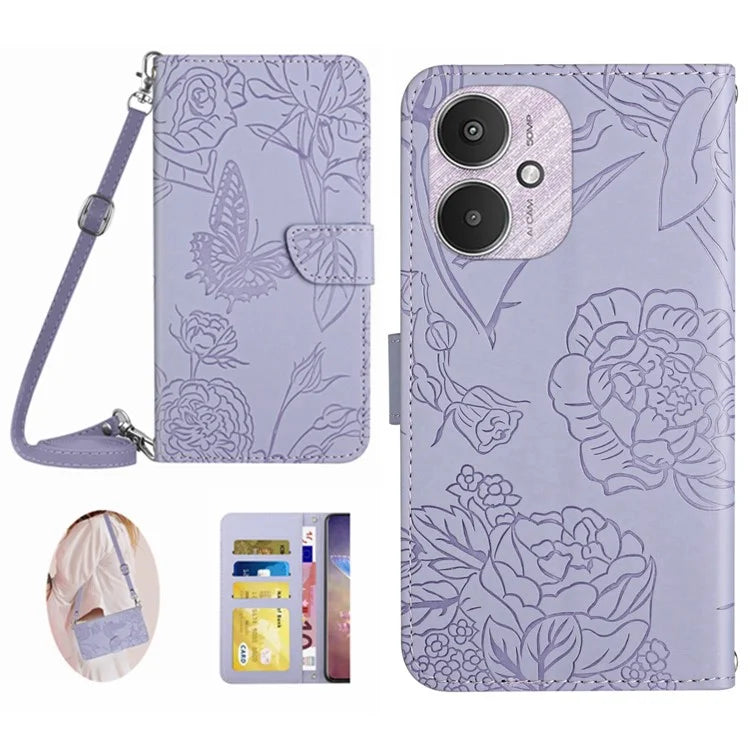 HT03 For Xiaomi Redmi 13C 4G / 5G / Poco C65 4G Crossbody Leather Case Phone Wallet Stand