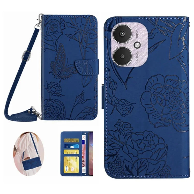 HT03 For Xiaomi Redmi 13C 4G / 5G / Poco C65 4G Crossbody Leather Case Phone Wallet Stand