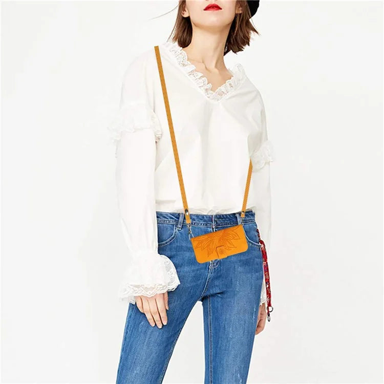 HT04 For Xiaomi Redmi 13C 4G / 5G / Poco C65 4G Crossbody Phone Leather Case Sunflower Pattern