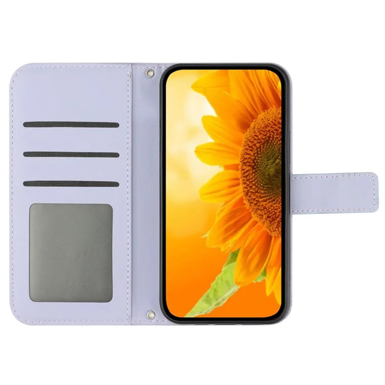 HT04 For Xiaomi Redmi 13C 4G / 5G / Poco C65 4G Crossbody Phone Leather Case Sunflower Pattern