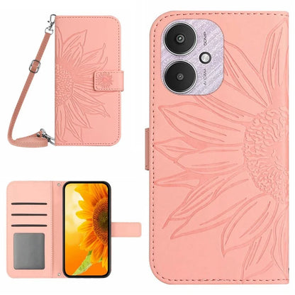 HT04 For Xiaomi Redmi 13C 4G / 5G / Poco C65 4G Crossbody Phone Leather Case Sunflower Pattern