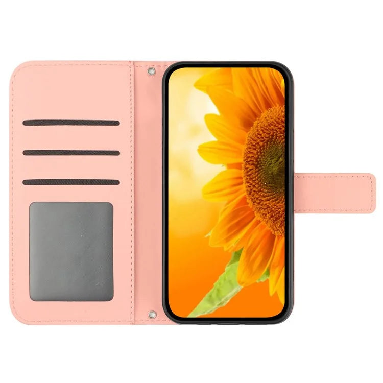 HT04 For Xiaomi Redmi 13C 4G / 5G / Poco C65 4G Crossbody Phone Leather Case Sunflower Pattern