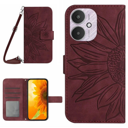 HT04 For Xiaomi Redmi 13C 4G / 5G / Poco C65 4G Crossbody Phone Leather Case Sunflower Pattern