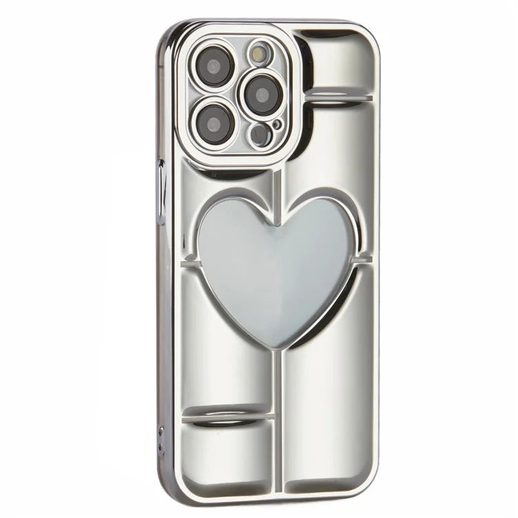 MNS Series for iPhone 14 Pro TPU Case Electroplating Phone Cover Clear 3D Heart Shape