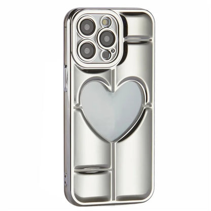MNS Series for iPhone 14 Pro TPU Case Electroplating Phone Cover Clear 3D Heart Shape