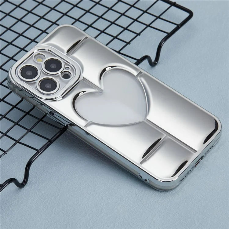 MNS Series for iPhone 14 Pro TPU Case Electroplating Phone Cover Clear 3D Heart Shape