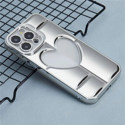 MNS Series for iPhone 14 Pro TPU Case Electroplating Phone Cover Clear 3D Heart Shape