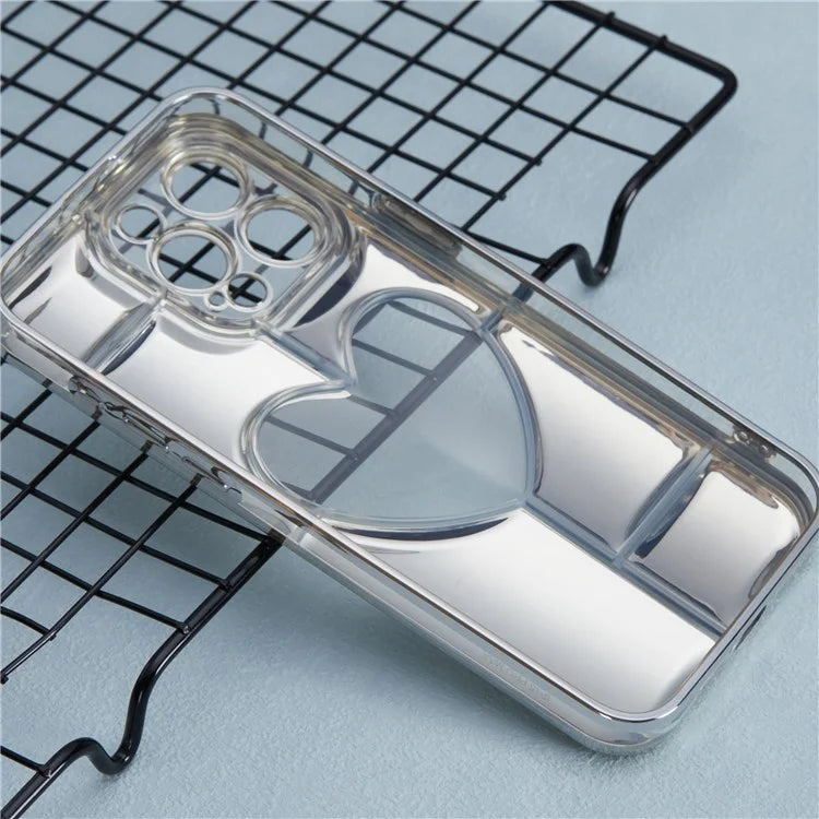 MNS Series for iPhone 14 Pro TPU Case Electroplating Phone Cover Clear 3D Heart Shape