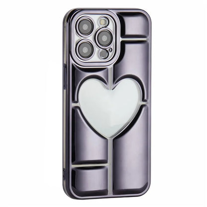MNS Series for iPhone 14 Pro TPU Case Electroplating Phone Cover Clear 3D Heart Shape