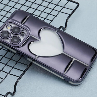 MNS Series for iPhone 14 Pro TPU Case Electroplating Phone Cover Clear 3D Heart Shape