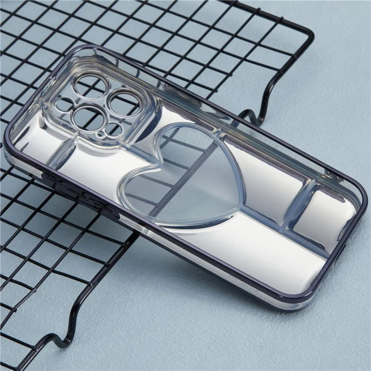 MNS Series for iPhone 14 Pro TPU Case Electroplating Phone Cover Clear 3D Heart Shape