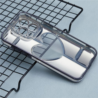 MNS Series for iPhone 14 Pro TPU Case Electroplating Phone Cover Clear 3D Heart Shape