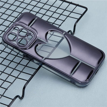 MNS Series for iPhone 14 Pro TPU Case Electroplating Phone Cover Clear 3D Heart Shape