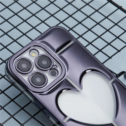 MNS Series for iPhone 14 Pro TPU Case Electroplating Phone Cover Clear 3D Heart Shape