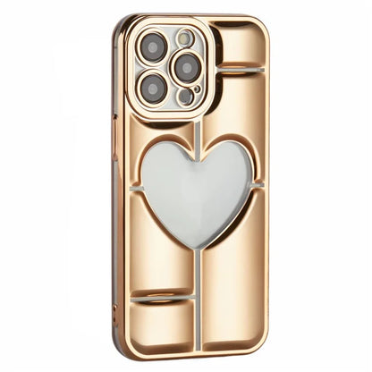 MNS Series for iPhone 14 Pro TPU Case Electroplating Phone Cover Clear 3D Heart Shape