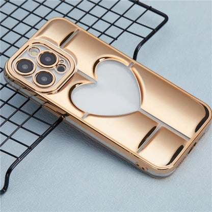MNS Series for iPhone 14 Pro TPU Case Electroplating Phone Cover Clear 3D Heart Shape
