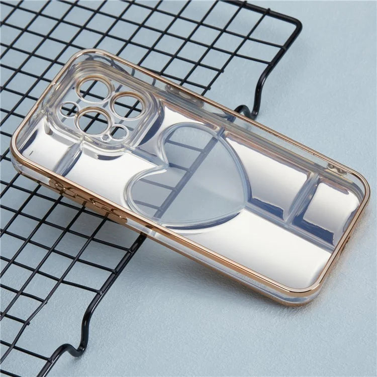 MNS Series for iPhone 14 Pro TPU Case Electroplating Phone Cover Clear 3D Heart Shape