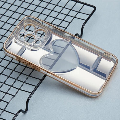 MNS Series for iPhone 14 Pro TPU Case Electroplating Phone Cover Clear 3D Heart Shape