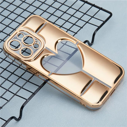 MNS Series for iPhone 14 Pro TPU Case Electroplating Phone Cover Clear 3D Heart Shape
