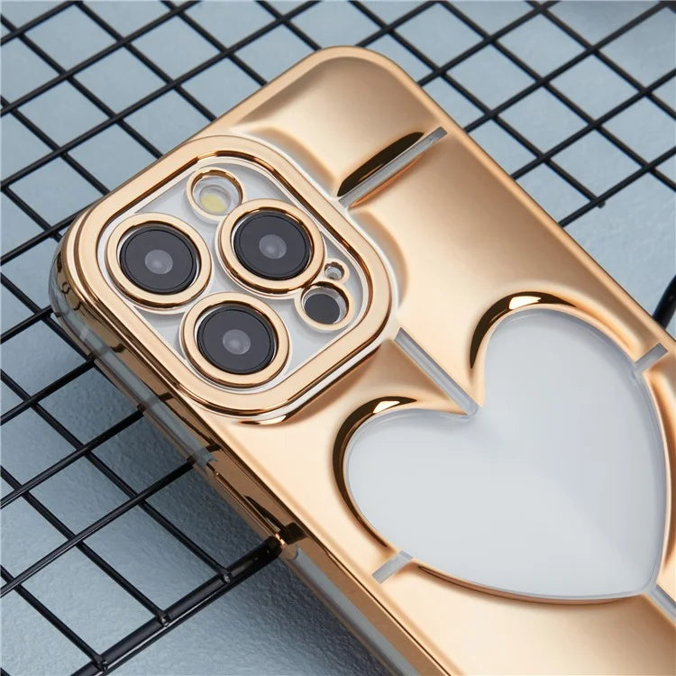 MNS Series for iPhone 14 Pro TPU Case Electroplating Phone Cover Clear 3D Heart Shape