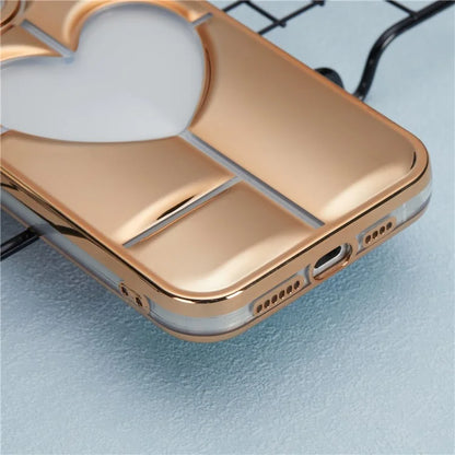 MNS Series for iPhone 14 Pro TPU Case Electroplating Phone Cover Clear 3D Heart Shape