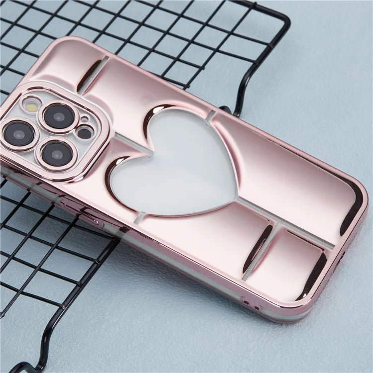 MNS Series for iPhone 14 Pro TPU Case Electroplating Phone Cover Clear 3D Heart Shape