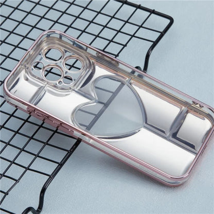 MNS Series for iPhone 14 Pro TPU Case Electroplating Phone Cover Clear 3D Heart Shape