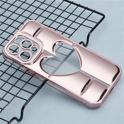 MNS Series for iPhone 14 Pro TPU Case Electroplating Phone Cover Clear 3D Heart Shape