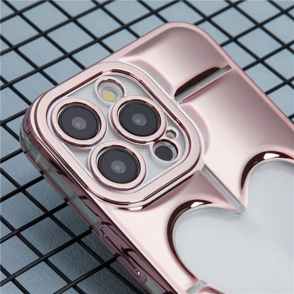 MNS Series for iPhone 14 Pro TPU Case Electroplating Phone Cover Clear 3D Heart Shape