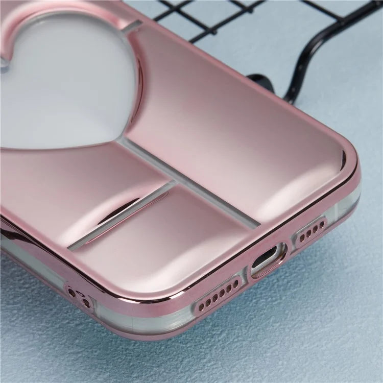 MNS Series for iPhone 14 Pro TPU Case Electroplating Phone Cover Clear 3D Heart Shape