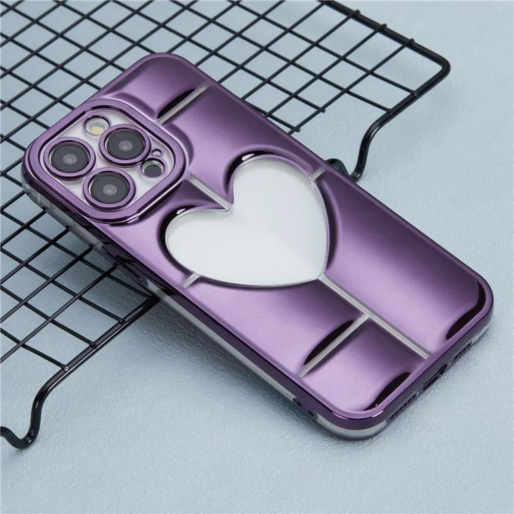 MNS Series for iPhone 14 Pro TPU Case Electroplating Phone Cover Clear 3D Heart Shape