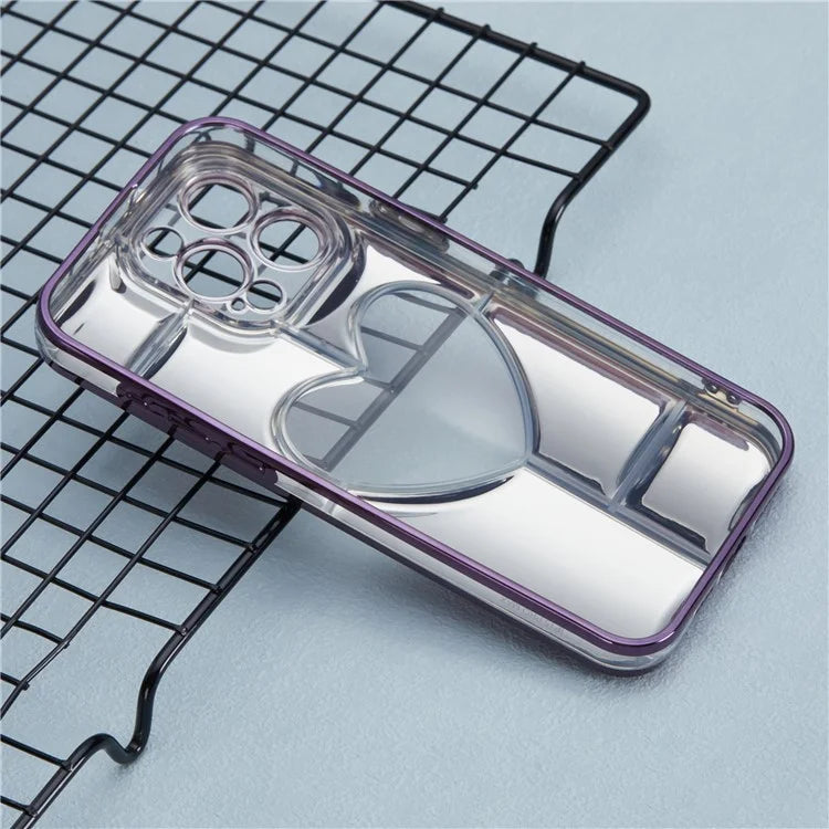 MNS Series for iPhone 14 Pro TPU Case Electroplating Phone Cover Clear 3D Heart Shape