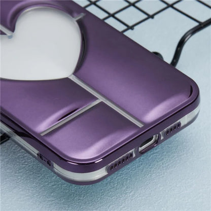 MNS Series for iPhone 14 Pro TPU Case Electroplating Phone Cover Clear 3D Heart Shape