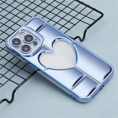 MNS Series for iPhone 14 Pro TPU Case Electroplating Phone Cover Clear 3D Heart Shape