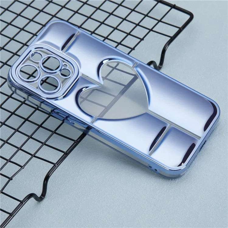 MNS Series for iPhone 14 Pro TPU Case Electroplating Phone Cover Clear 3D Heart Shape