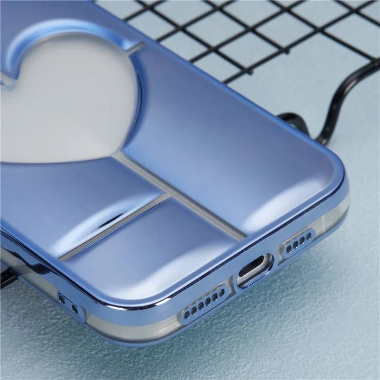 MNS Series for iPhone 14 Pro TPU Case Electroplating Phone Cover Clear 3D Heart Shape