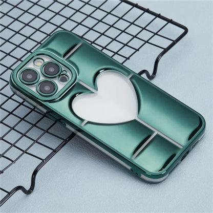 MNS Series for iPhone 14 Pro TPU Case Electroplating Phone Cover Clear 3D Heart Shape